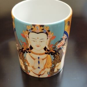 Artistic Ceramic Mug with Spiritual Design